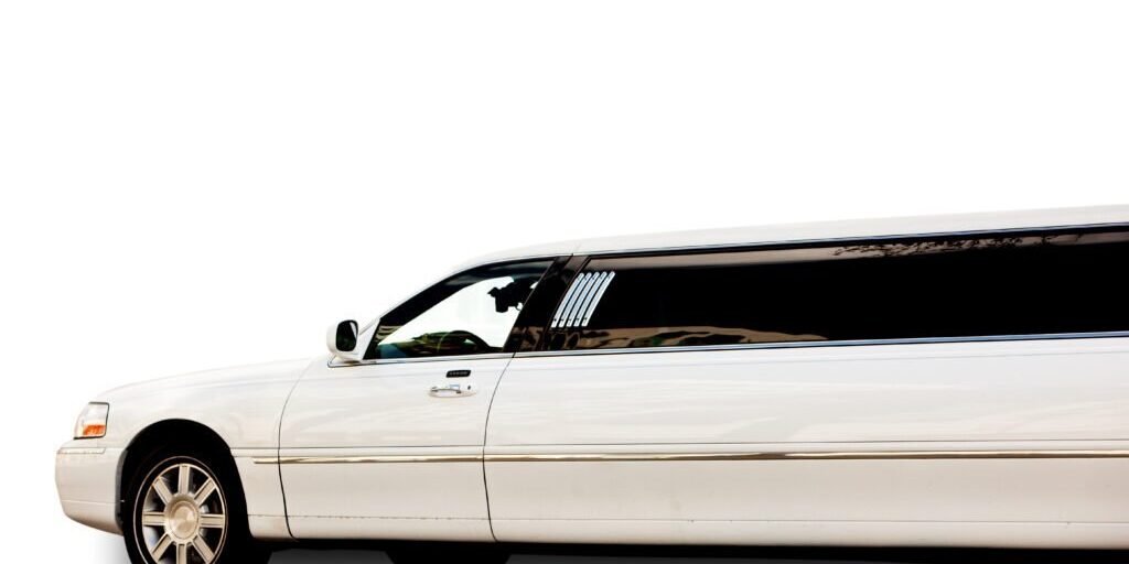 newly painted white limousine