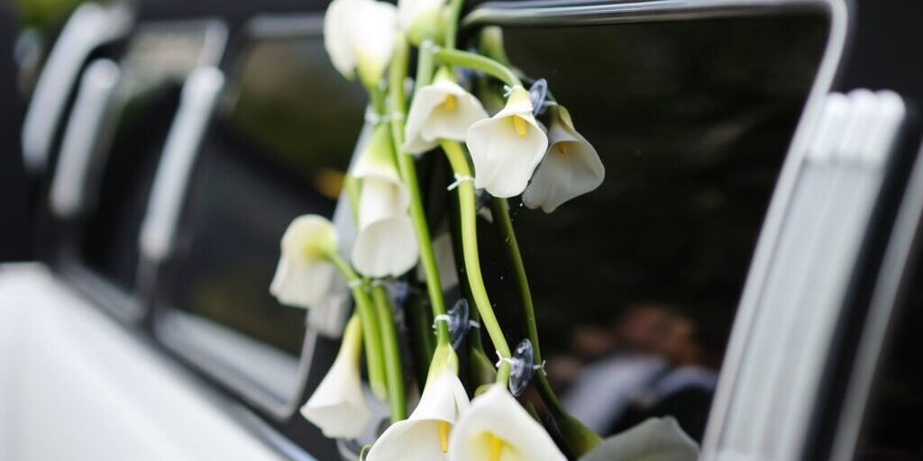 flowers on the car window